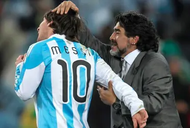 Messi y Maradona en el mundial 2010